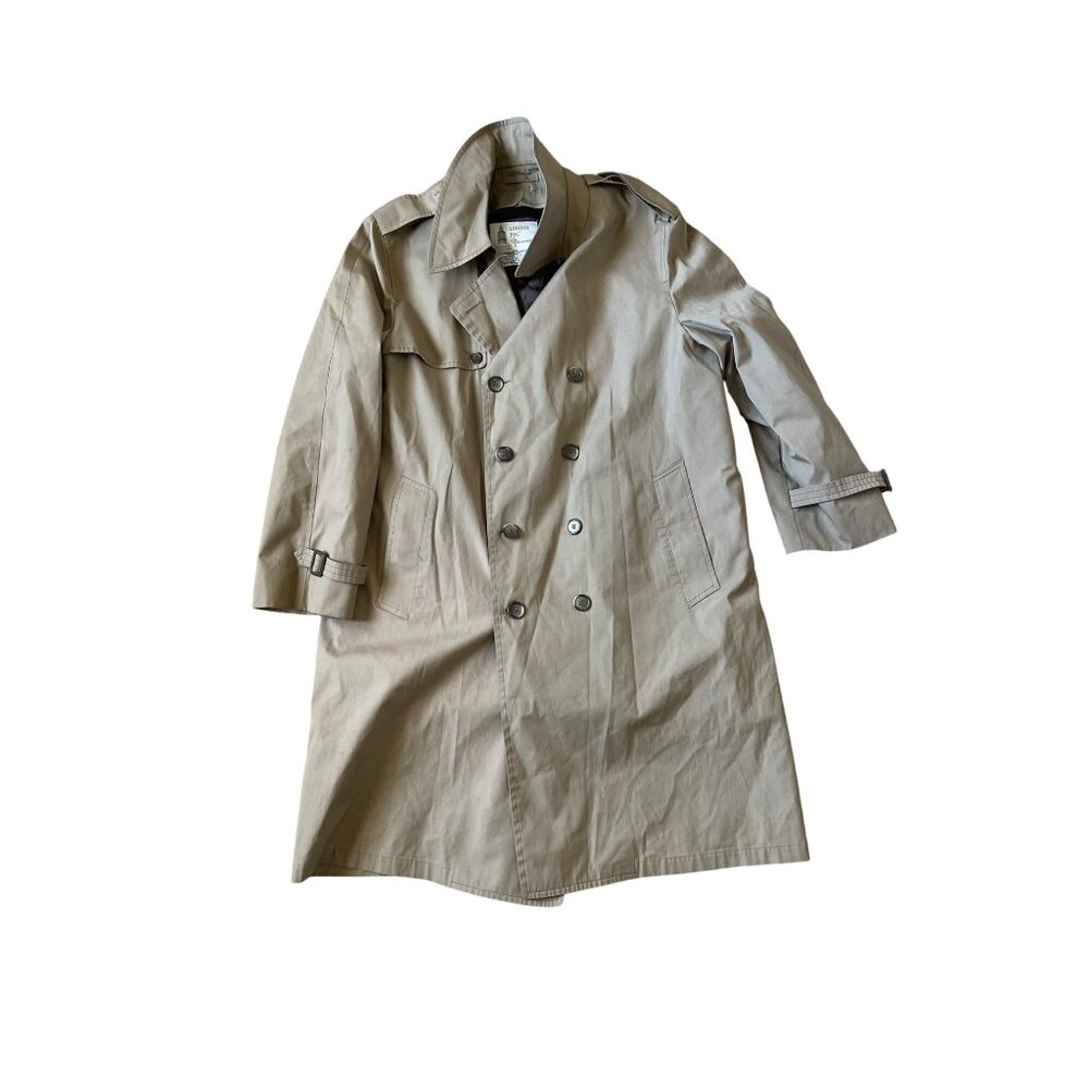 London Fog Men's Beige Peacoat Raincoat Size L Classy Rich Preppy Winter‎ 90s
